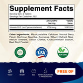 Close-up of Vitamatic B12 5000 mcg berry flavor fast-dissolve tablet